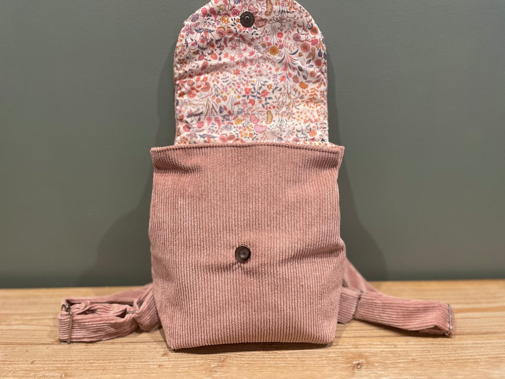 Cartable velours rose & liberty