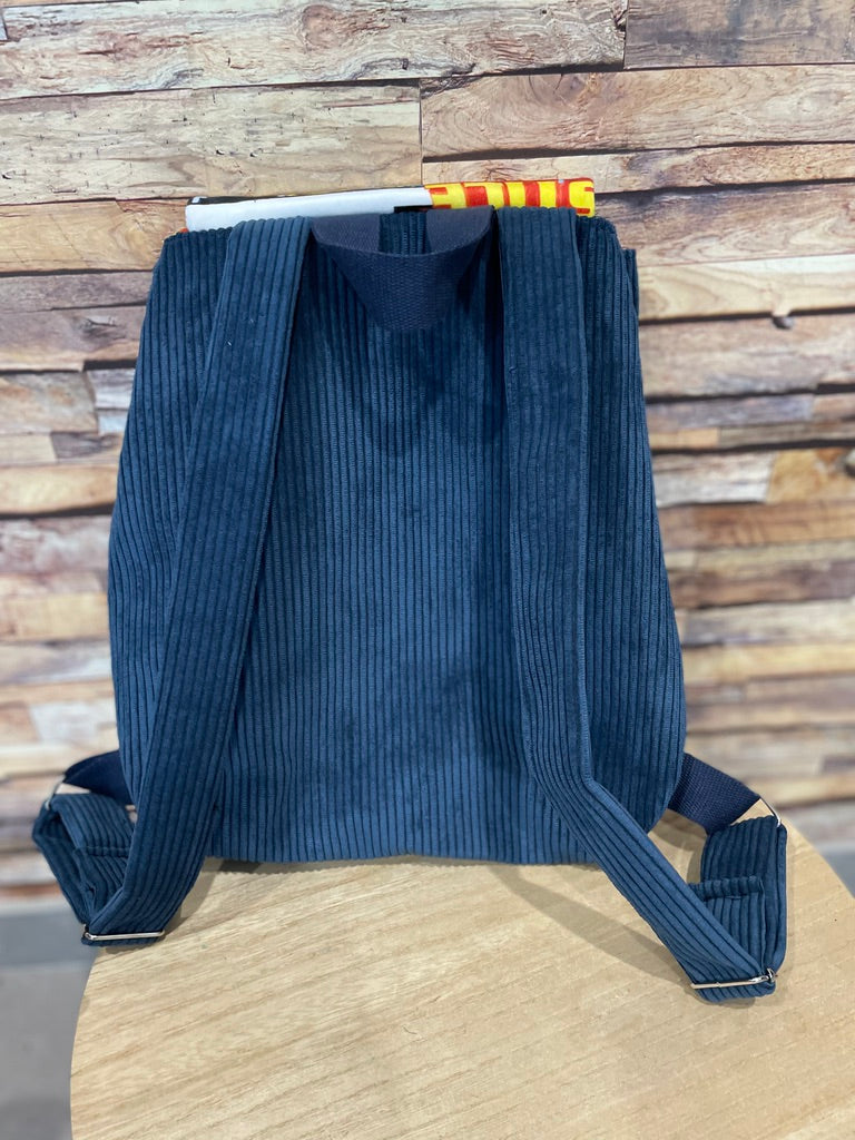 Cartable velours bleu marine & Super héros