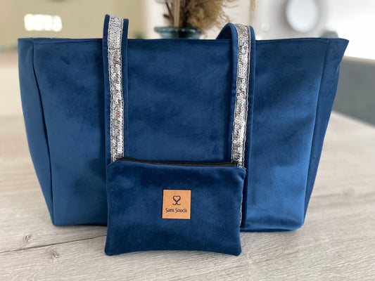 Sac à main en velours bleu roi