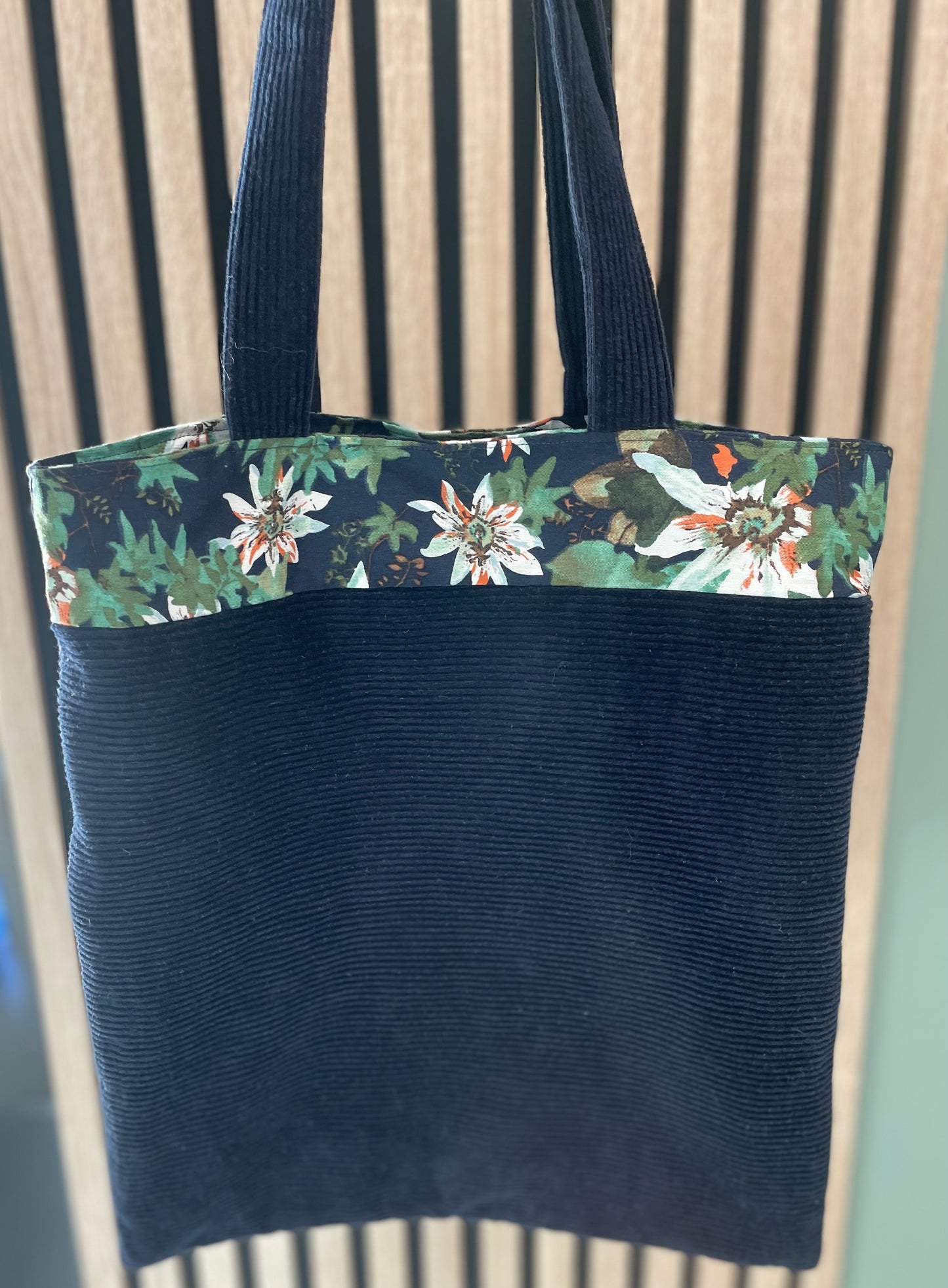 Tote bag en velours marine